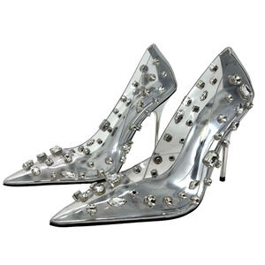 Good American Diamonds Forever Heels Size 6.5 Glass002 GSH008-X
